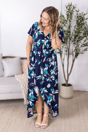 IN STOCK Harley High-Lo Dress - Navy and Teal Floral
