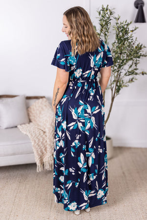 IN STOCK Harley High-Lo Dress - Navy and Teal Floral