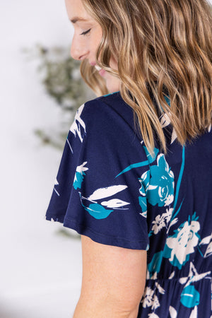 IN STOCK Harley High-Lo Dress - Navy and Teal Floral