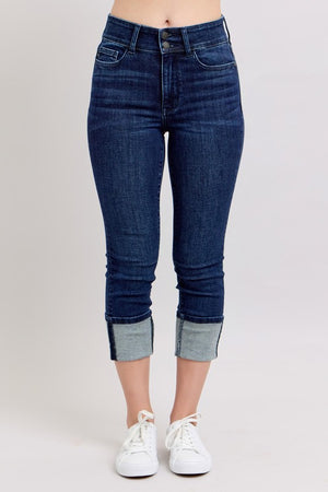 Judy Blue Double Waist Band Cuffed Capri's