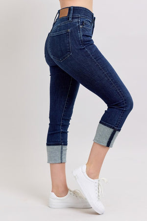Judy Blue Double Waist Band Cuffed Capri's