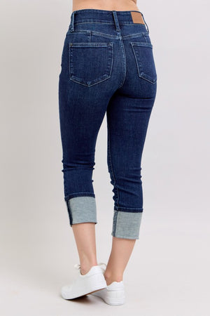 Judy Blue Double Waist Band Cuffed Capri's