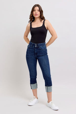 Judy Blue Double Waist Band Cuffed Capri's