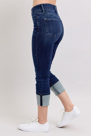 Judy Blue Double Waist Band Cuffed Capri's