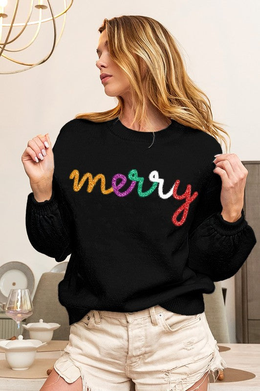 Have yourself a MERRY little Christmas Sweater in Black