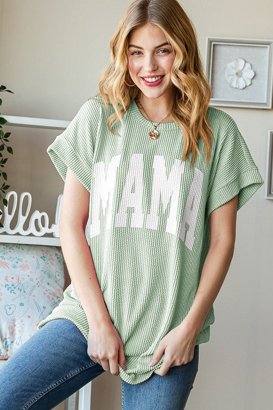Corded ShortSleeve Mama Tee in Avocado