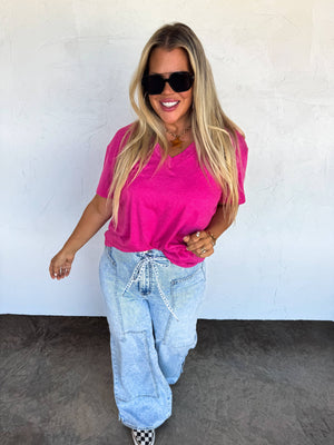 SADIE SOFT & SLOUCHY BOYFRIEND TEE: BROWN