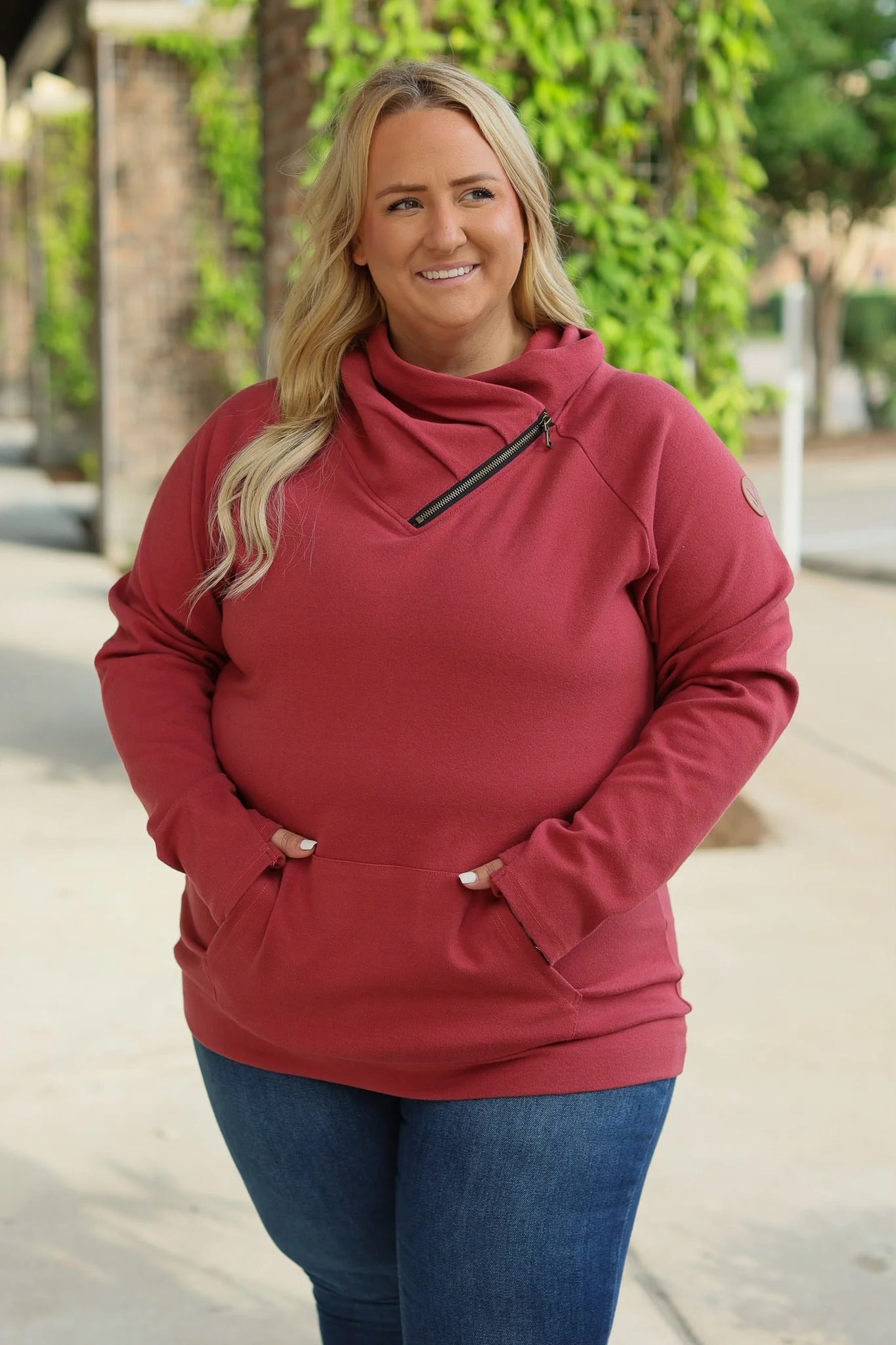 Zoey ZipCowl Sweatshirt - Brick