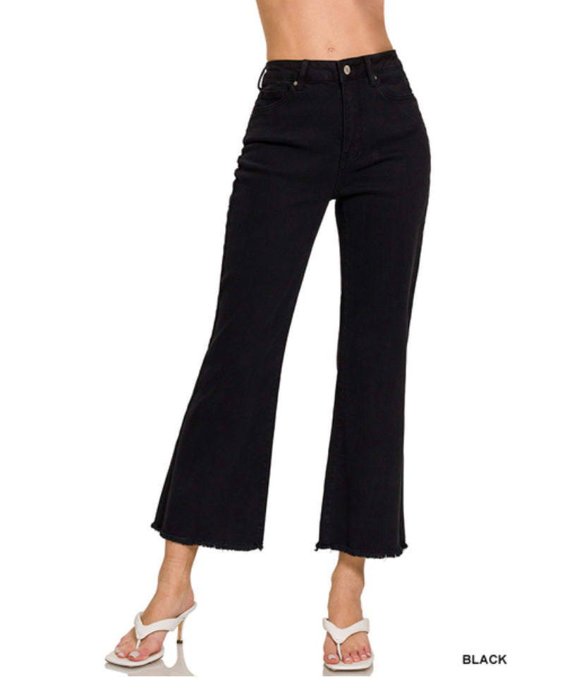 Zenana Acid Washed High Waist Bootcut Pants in Black