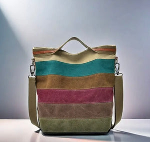 Color Block Canvas Tote