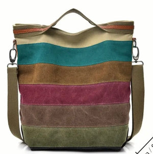 Color Block Canvas Tote