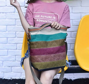 Color Block Canvas Tote