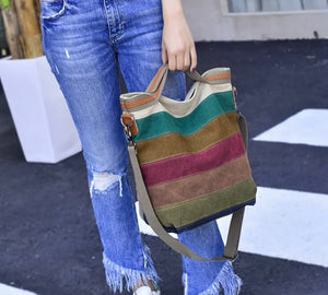 Color Block Canvas Tote