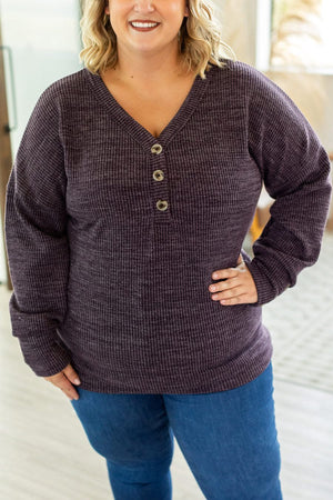 Keep that Buttoned up V-Neck Sweater in Purple