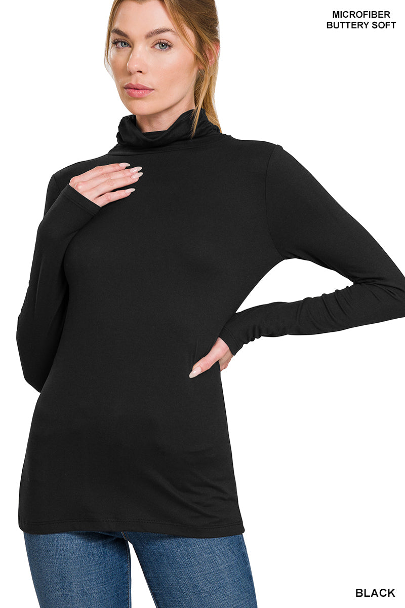 Be Still My Heart Essential Cowl Neck in Black