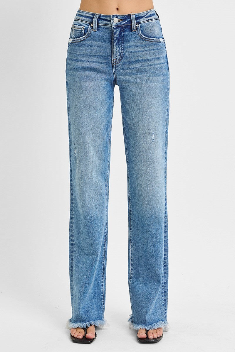 Risen High Rise Straight Jeans