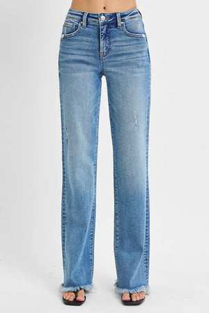 Risen High Rise Straight Jeans