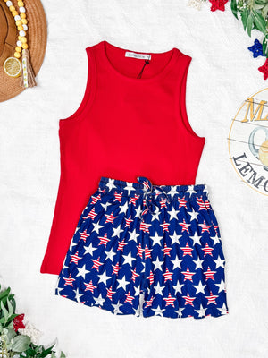 IN STOCK Jamie Shorts - Navy Stars and Stripes
