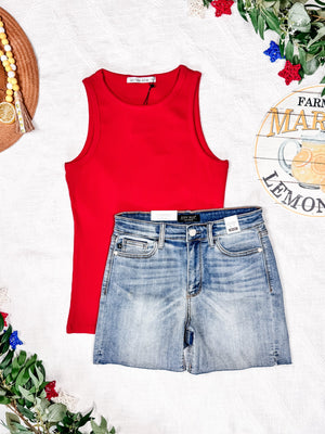 IN STOCK Tara Ribbed Tank - Red