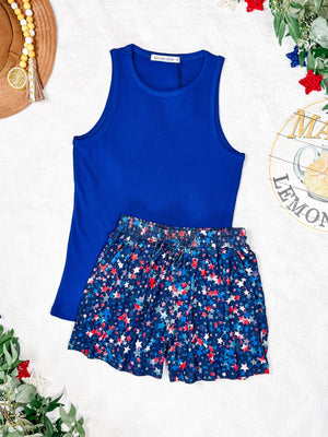 IN STOCK Tara Ribbed Tank - Royal Blue
