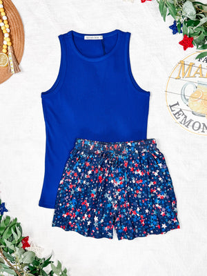 IN STOCK Tara Ribbed Tank - Royal Blue