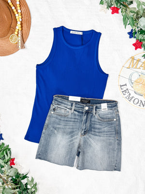 IN STOCK Tara Ribbed Tank - Royal Blue