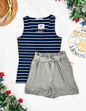 IN STOCK Libby Linen Shorts - Olive