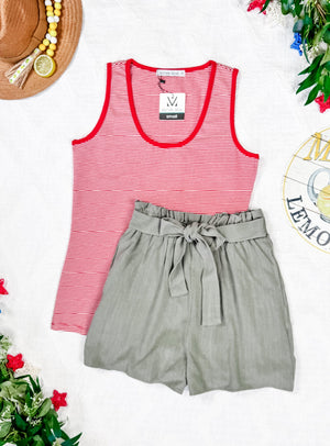 IN STOCK Libby Linen Shorts - Olive