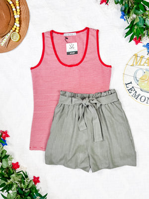 IN STOCK Libby Linen Shorts - Olive