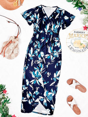 IN STOCK Harley High-Lo Dress - Navy and Teal Floral