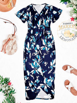 IN STOCK Harley High-Lo Dress - Navy and Teal Floral