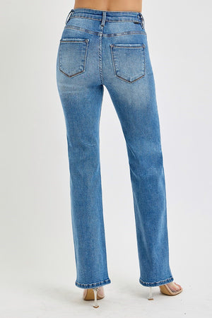 Risen Tummy Control High Rise Straight Leg Jeans