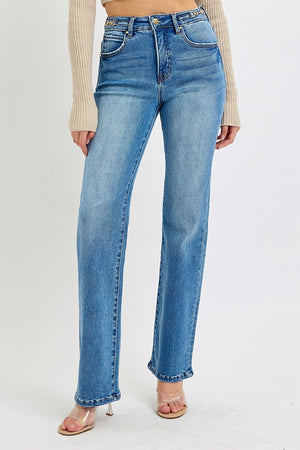 Risen Tummy Control High Rise Straight Leg Jeans