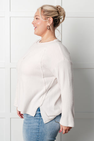 Simple Silhouette Brushed Hacci Sweater in Sand Beige  - IN STORE