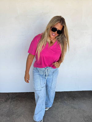 SADIE SOFT & SLOUCHY BOYFRIEND TEE: BROWN