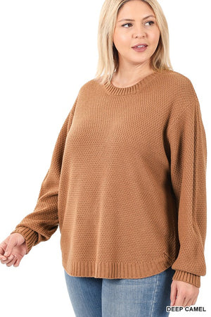 Autumn is Calling Waffle Knit Sweater in Dark Camel