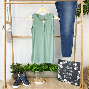 Addison Henley Tank - Sage