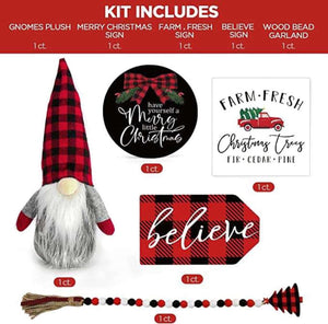 Buffalo plaid Gnome Tray Decor