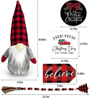 Buffalo plaid Gnome Tray Decor